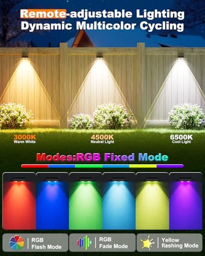 VOLISUN Solar Fence Lights with Remote Control 16 Pack, 50 LM Fence Lights - Image 4