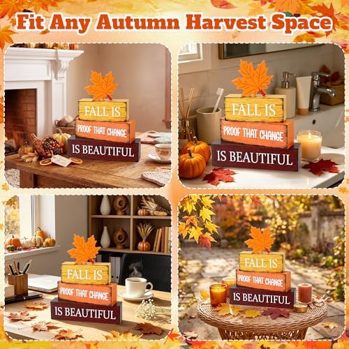 4 Pcs Fall Wooden Decor, Fall Table Decorations Gifts for Home - Image 6