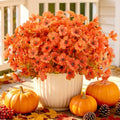 AmyHomie 16 PCS Artificial Fall Flowers for Outdoors, Orange Fake Mums by AmyHomie