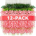 Alotiki Pink Wisteria Hanging Flowers, 12 Pack Fake Hanging Flowers by CreateABetterLife