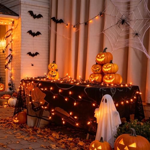 Orange Halloween Lights, 100 Count, Incandescent Mini Halloween String Lights Outdoor, Black Wire Connectable Tree Light for Garland Christmas Thanksgiving Holiday Patio Home Decor - Image 6