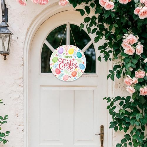 Happy Easter Door Sign, Rabbit Spring Welcome Wood Hanging Decor, Flower Bunny Egg Home Party Porch Front Door Outside Decorations -017 - Image 5