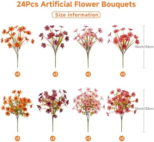Alupssuc 24 Bundles Artificial Fall Flowers, UV Resistant Faux Mums Porch - Image 2