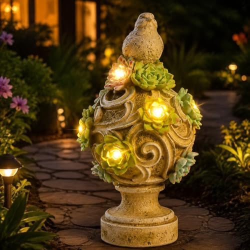 WONDER GARDEN Bird Statue with Solar Light, Resin Birds Figurines, Outdoor Dove Garden Statues, Waterproof Lawn Yard Patio Ornaments Statuary Decorations - Image 3
