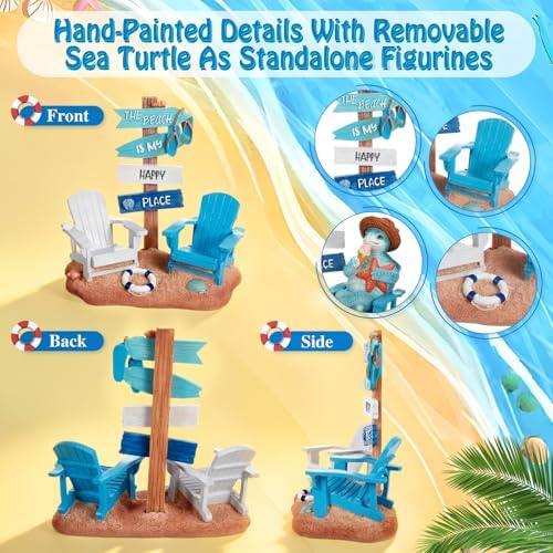 Wonderjune Beach House Decor Resin Sign Figurine for Mantle,Turtle - Image 4
