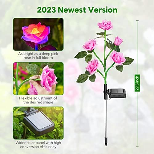 RECHOO Solar Garden Lights Outdoor 10Pack, Solar Flower Lights with 50 Rose - Image 7