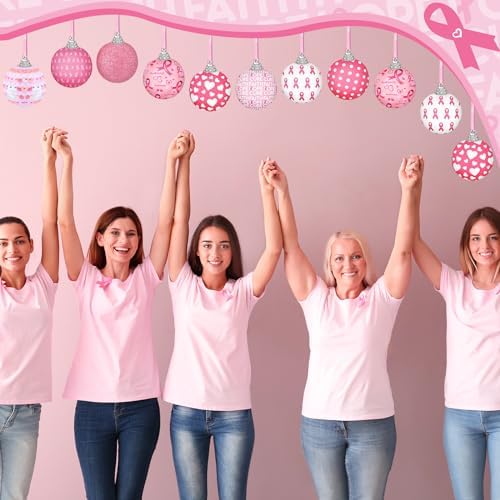 Blosssound 16 Pcs Breast Cancer Hanging Tree Ornaments 1.57 Inch Breast Cancer Awareness Ball Decoration Pink Ribbon Hanging Ornaments Decor for Breast Cancer Party Gifts - Image 6
