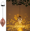 Solar Teardrop Hanging Lantern, Metal, Bronze, Solar Powered, Moroccan Floral Cutout, Outdoor Garden Decor (Copper) by Unknown