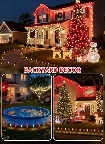 Brightown C9 Christmas Lights Outdoor, 25.7 Ft Strawberry C9 Christmas Pathway Lights with 20 LED Bulbs and Stakes, Christmas Decorations Outside Walkway Sidewalk Holiday, Red and Warm White - Image 5