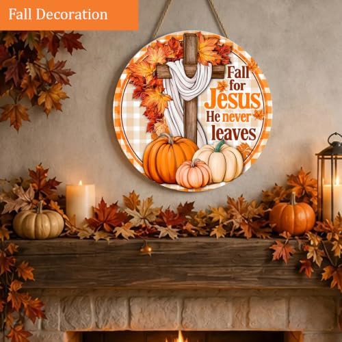 Fall for Jesus Decorations Door Sign for Home, Fall Christian Pumpkin Sign - Image 6