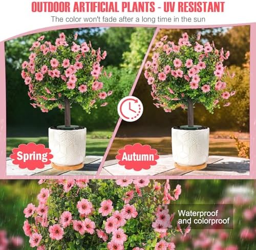 Artificial Shrubs for Outdoors 2‑Pack Pink Garden Yard - Image 2