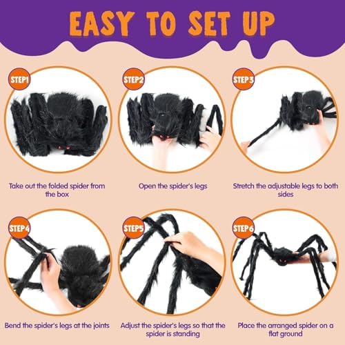JOYIN Halloween Outdoor Decorations Giant Spider, 5 Ft Large Spider for Yard Lawn Garden Patio Scary Halloween Outside Decor, Indoor Haunted House Prop and Home Party Decor, Black - Image 5