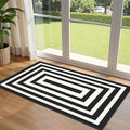Front Door Mat Indoor Entrance 2x4.3 Modern Black White Striped Rug by Othilic