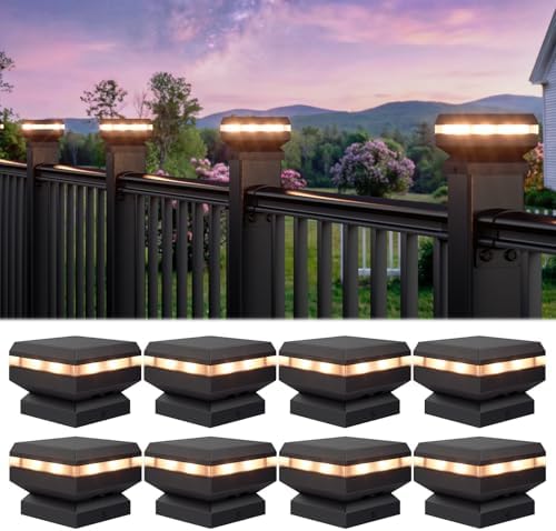 Egadis Solar Post Cap Lights for 2.56 in. x 2.56 in. Posts, 8 Pack by Egadis