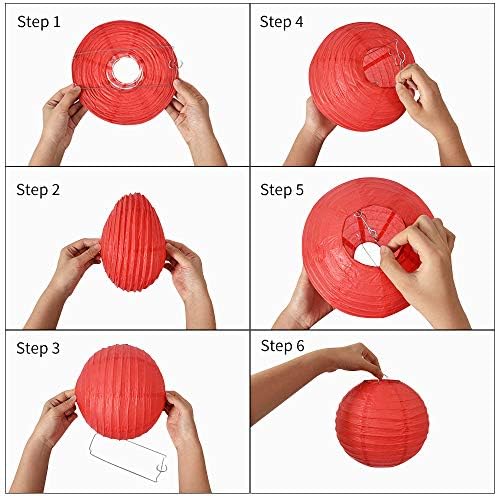 BEISHIDA Gold Paper Lanterns 10Pcs 4/6/8/10/12 Inch Round Chinese Lamp - Image 3