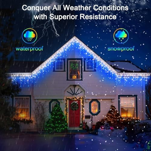 164FT 1620 LED Outdoor Christmas Lights - 360 Ice Drops, 12 Pro Modes - Image 4