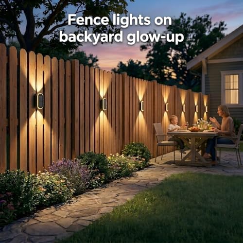Ellasay Fence Lights Solar Powered: 2 Pack Solar Wall Lights Outdoor Up and Down IP67 Waterproof - 3 Colors Modes Brighter LED Lens Solar Lights Dusk to Dawn 12h for Backyard/Porch/Railing/Balcony - Image 3