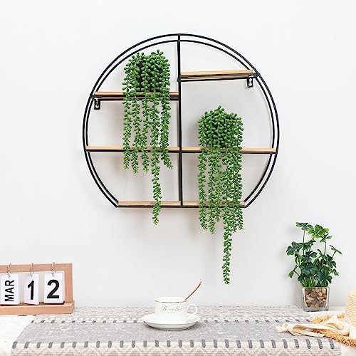 Floweroyal 2pcs Fake Hanging Plants Fake Potted String of Pearls Succulent Plants Small Faux Plants for Indoor Outdoor Shelf Wall Decor - Image 6