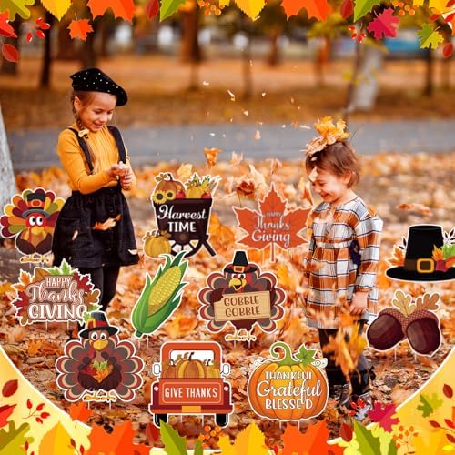 Threehoney 12 Pcs Thanksgiving Yard Signs with Stakes - Image 5