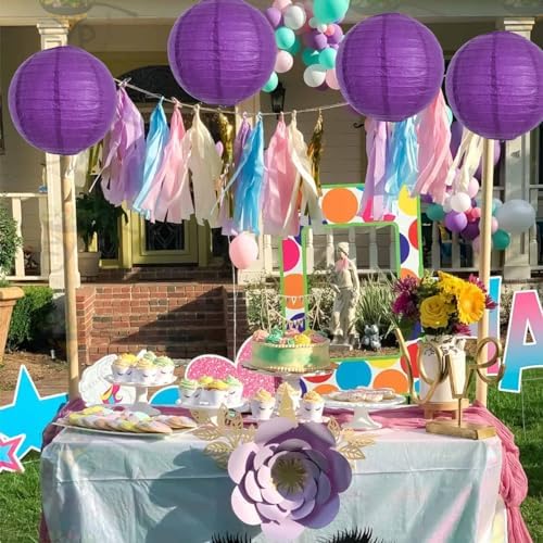 BEISHIDA 12 Inch Purple Paper Lanterns 6Packs Hanging Round Chinese Lantern - Image 5