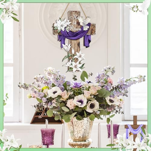 Britimes Welcome Door Sign, Wooden, for Front Door, Easter Cross Christian - Image 5