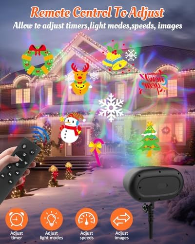 2025 Upgraded Brighter HD Christmas Projector Lights, IP67 Waterproof Outdoor Christmas Decoration Projector Light, Festive Atmosphere Projection Lights for House Yard Party Decorations with Remote - Image 4