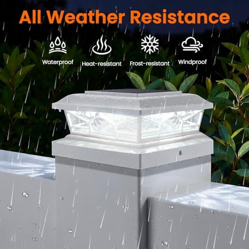 Brightever 4x4 Post Solar Lights, Solar Post Cap Lights White 6-Pack - Image 5