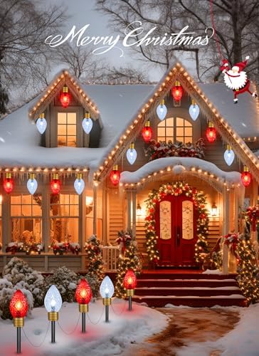 Strawberry Jumbo C9 Christmas Pathway Lights Outdoor - 8.5FT 5 LED - Image 3