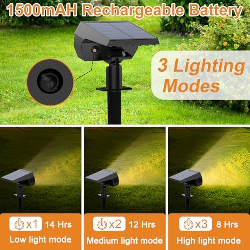 WELALO Solar Spotlight Outdoor, IP68 Waterproof, 65 LED, Warm White, 6 Pack - Image 3