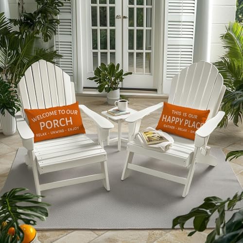 Outdoor Decorative Throw Pillow Covers 12x20 Inch Set of 2, Orange - Image 2