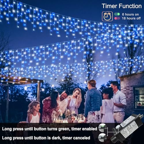 33ft Blue and White Christmas Lights Outdoor Icicle Lights for Outside 400L - Image 6