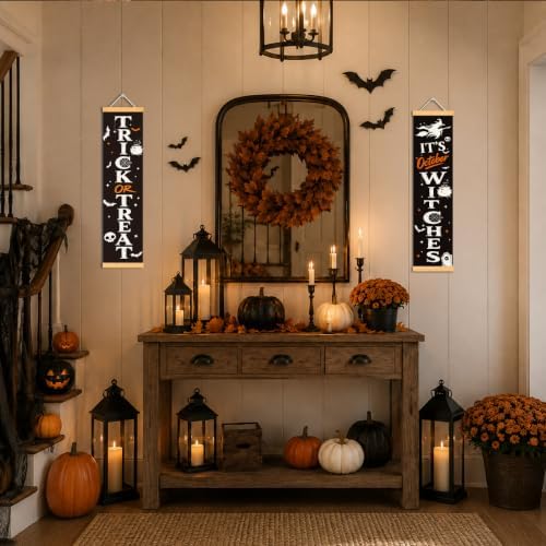Trick or Treat Door Banner Set of 2, Halloween Witch Porch Decor for Home - Image 6