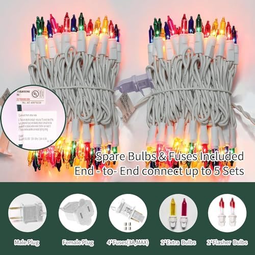 LAMPHOME Multicolour Easter Lights 100 Count 19.6 Feet Incandescent Bulb Mini String Lights for Indoor Christmas Tree Garland Birthday Wedding Easter Party Festival Decoration, White Wire - Image 2