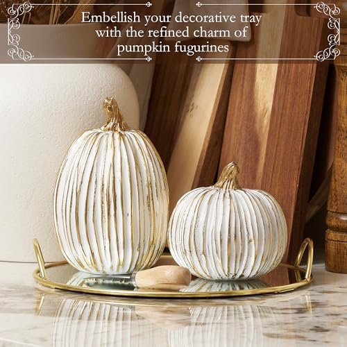DN DECONATION White and Gold Fall Pumpkin Decoration for Table Centerpieces - Image 3