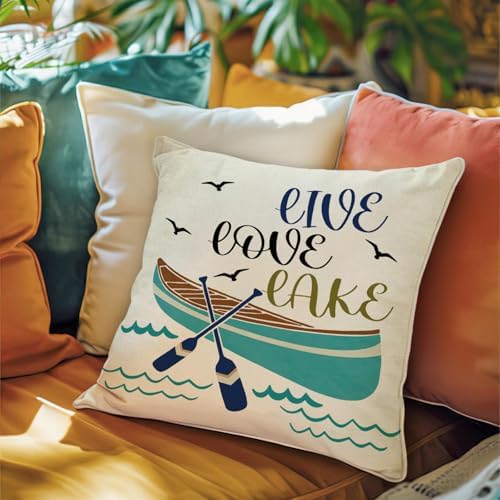 Fahrendom The Lake is My Happy Place Decorative Throw Pillow Covers - Image 5