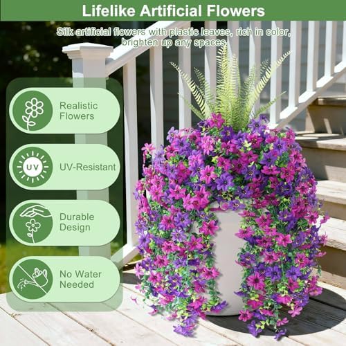 INQCMY Artificial Fake Flowers Plants for Outdoor Spring Summer Decoration - Image 3