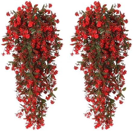 RECUTMS Artificial Fake Hanging Flowers Plants for Outdoors Decor 2Pcs by RECUTMS