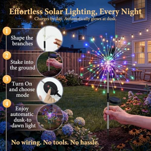Solar Garden Lights Outdoor 8Pack,Multicolor Solar Firework Lights - Image 6