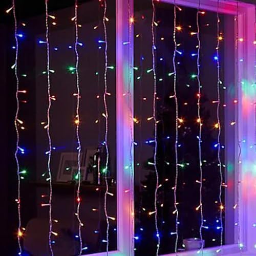 Dazzle Bright 300 LED Curtain String Lights, Christmas Fairy Lights for Bedroom with 8 Lighting Modes, Connectable Waterproof Window Lights Party Wedding Garden Wall Decor, Multi-Colored - Image 7