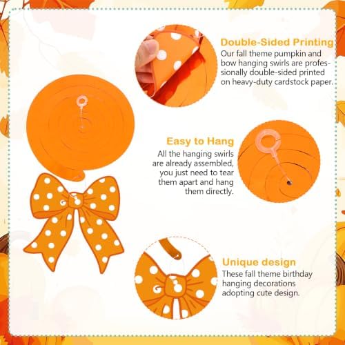 Fall Party Decoration Pumpkin Hanging Swirl Polka Dot Bow Themed Swirls Streamers for Home Thanksgiving Autumn Harvest Party Supplies - Image 3