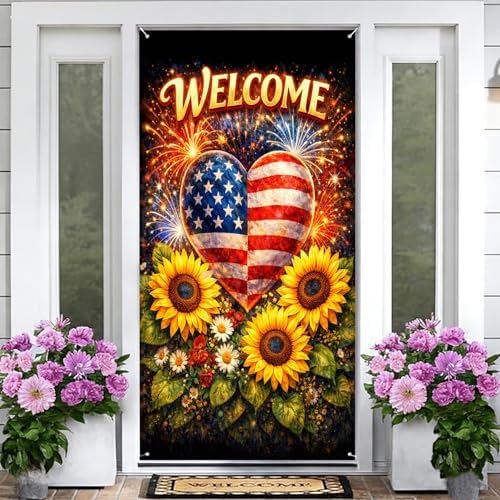 Patriotic Welcome Door Cover, 70.86" X 35.43" Door Banner - Image 2