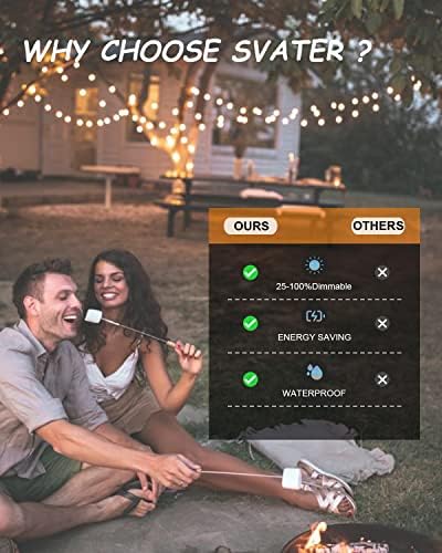 Svater Outdoor String Lights LED 50 FT G40 26 Bulbs Waterproof for Patio - Image 6
