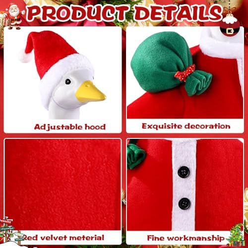 Celltestria Christmas Goose Outfits Santa Claus Goose Clothes Cute Xmas Winter Lawn Porch Goose Costume for 23" Geese Outdoor Patio Yard Lawn Garden Decoration - Image 4