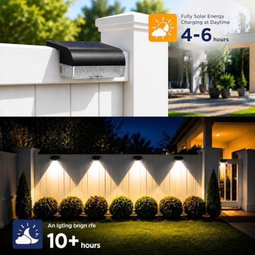 16PK Solar Fence Lights Outdoor Waterproof, 12H Step Lights for Yard - Image 4
