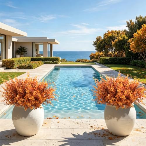 RECUTMS Fall Outdoor Decor Artificial Plant UV Resistant Faux Greenery Stem - Image 7