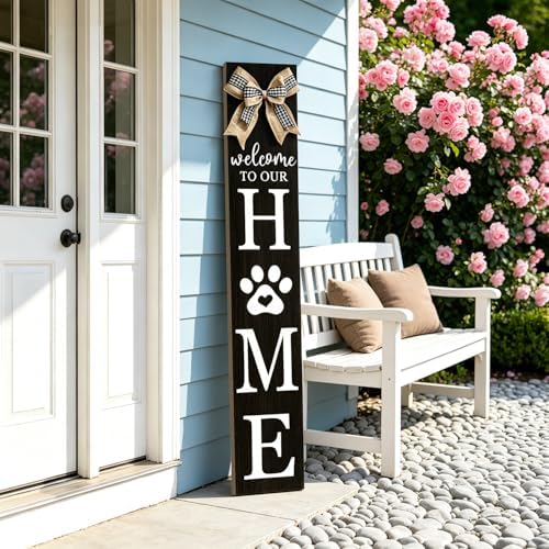 Foutcheou Welcome to Our Home Front Door Sign, 47"X8", Black - Image 4