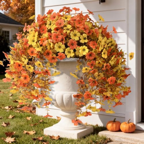 Homsunny Artificial Fake Mums Fall Flowers for Outdoor Outside Decoration - Image 6