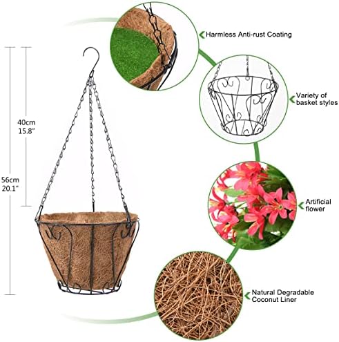 INQCMY Fake Hanging Flowers with Basket Artificial Violet for Outdoor - Image 5
