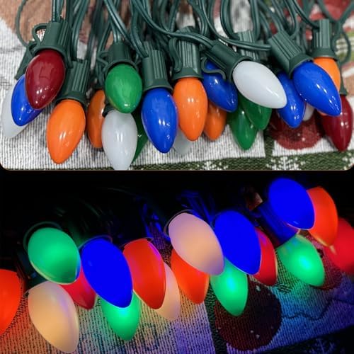 SUNSGNE C7 LED Outdoor Christmas Lights, 25ft Vintage Christmas Lights with 27 LED Plastic Colored Bulbs(2 Spare) for Patio, Porch, Yard, Tree Decor - Image 3