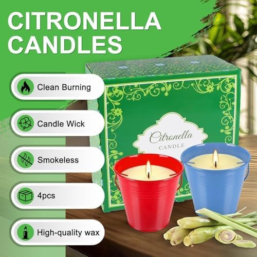 Citronella Candles Outdoor Set of 4-12oz Multicolor Soy Wax Candles, Clean Burning Smokeless for Patio Garden Balcony Decor, Long-Lasting Outdoor Candles with Natural Soy Wax Blend - Image 5